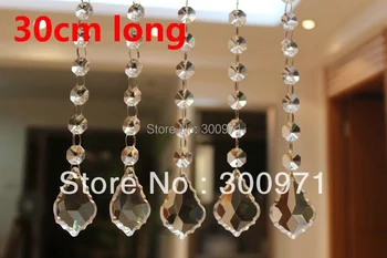 

FREE SHIPPING,12inch(30cm long) 5 chains /lot crystal strand PRISM PENDANT for HANGING CRYSTAL GARLAND WEDDING STRAND