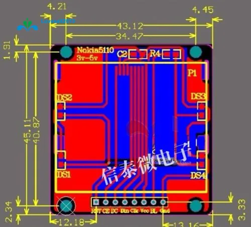 84x48 модуль ЖКД синий адаптер с подсветкой PCB 5110 lcd для Arduino