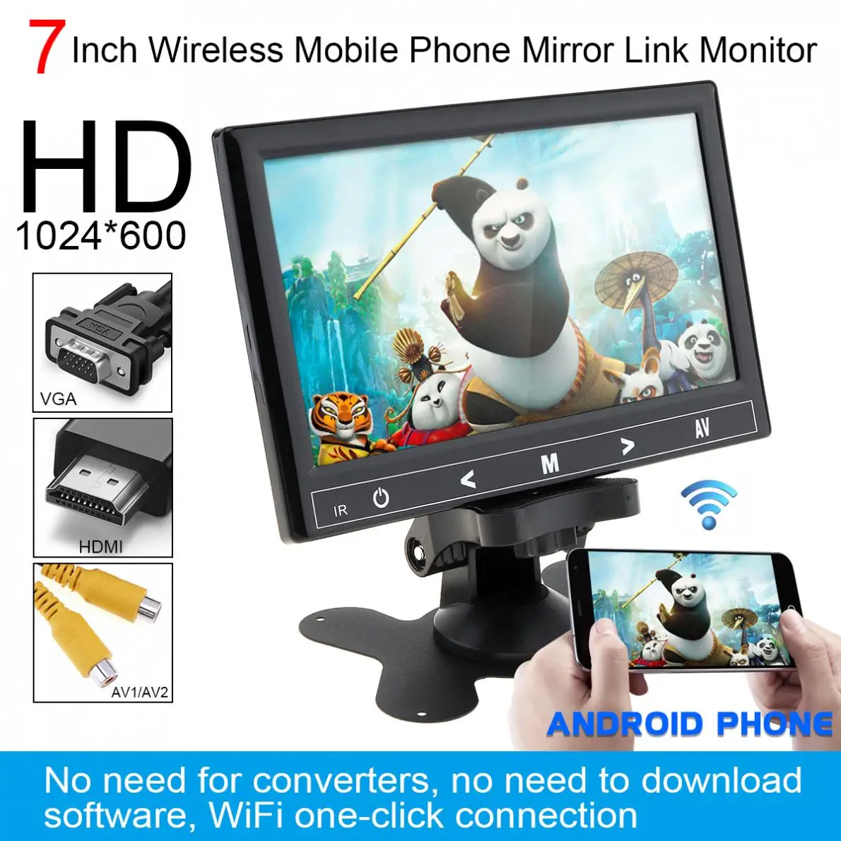 7 дюймов HD ips 12 В TFT lcd цветной многофункциональный автомобильный подголовник монитор Поддержка HDMI/VGA/AV/беспроводной мобильный телефон Зеркало Ссылка