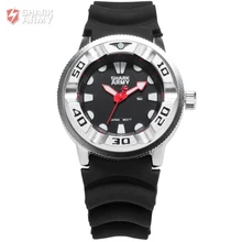 Shark Army Date Red Hands Electroplate Case Outdoor Sports Silicone Band Mens Gent Water Resistant Quartz