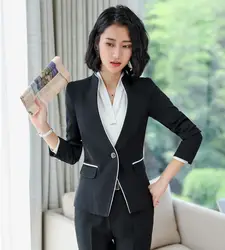 Формальные Модные женские черные пиджаки для женщин для верхняя одежда куртки элегантный Повседневная обувь Офисные униформ