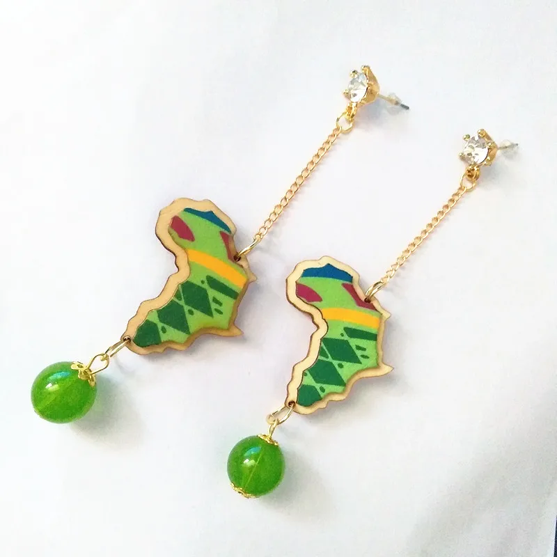 

12pair wood African Map Earrings Crystal Beads Ear Stud Handmade Earrings 3D Personality Drop EarringsFriendly Wooden Jewelry