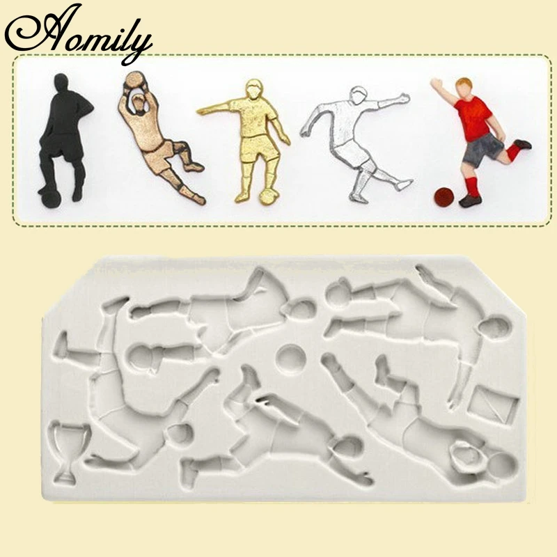 

Aomily 1PC Soccer Basketball Players Silicone Cake Fondant Mold Chocolate Cookies Mould DIY Cake Baking Tools Clay Soap Mold