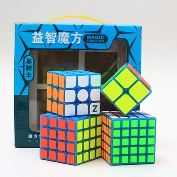 

New ZCUBE Bundle 2x2x2 3x3x3 4x4x4 5x5x5 Magic Speed Cube Puzzle 4PCS/Set Gift Pack luminous blue Professional Educational Toys