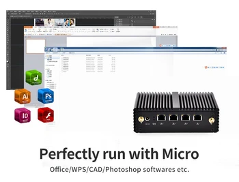 

KANSUNG Mini PC K190G4N with 4 Gigabit LAN Ports Fanless Firewall Router Quad core Mini PC Bay Trail J1900 2.42 GHz Mini PC