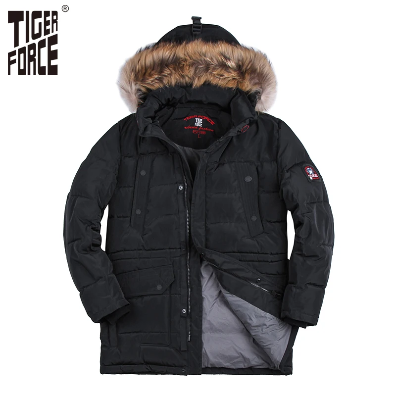 TIGER FORCE Hot Sale Men Fashion Padded Jacket Long Parka