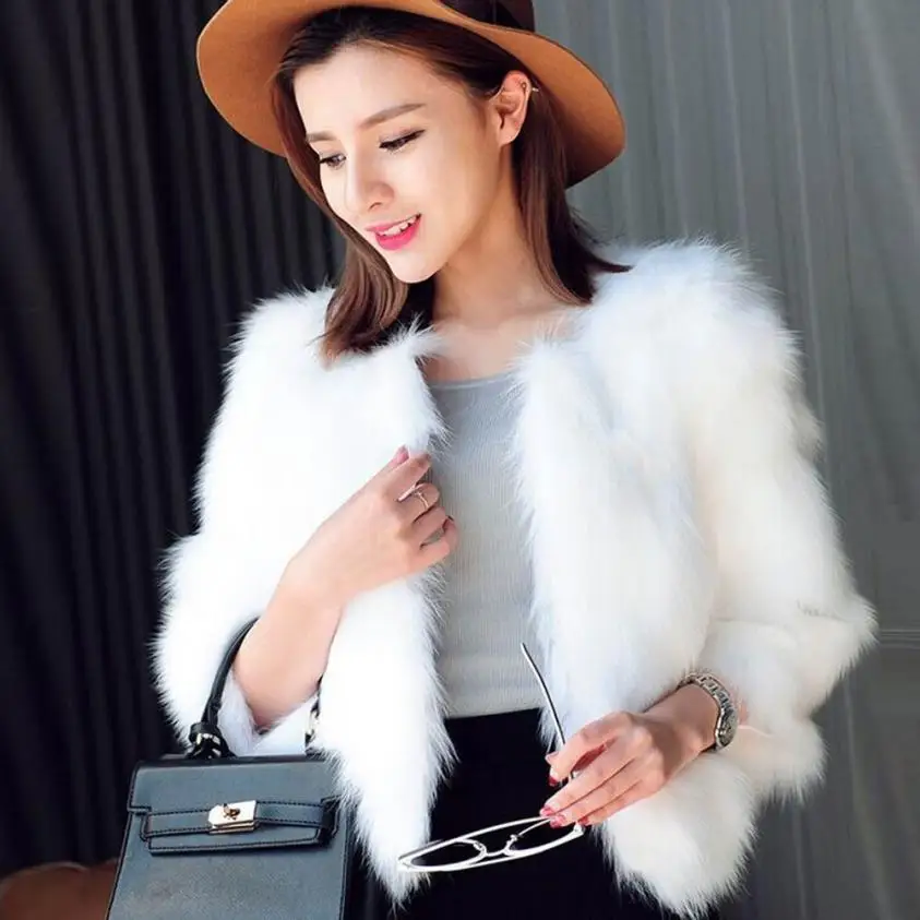 

KLV 2018 Fashion Women Faux Fur Ostrich Feather Soft Fur Coat Jacket Fluffy Winter Waistcoat Outerwear Manteau Femme 13p