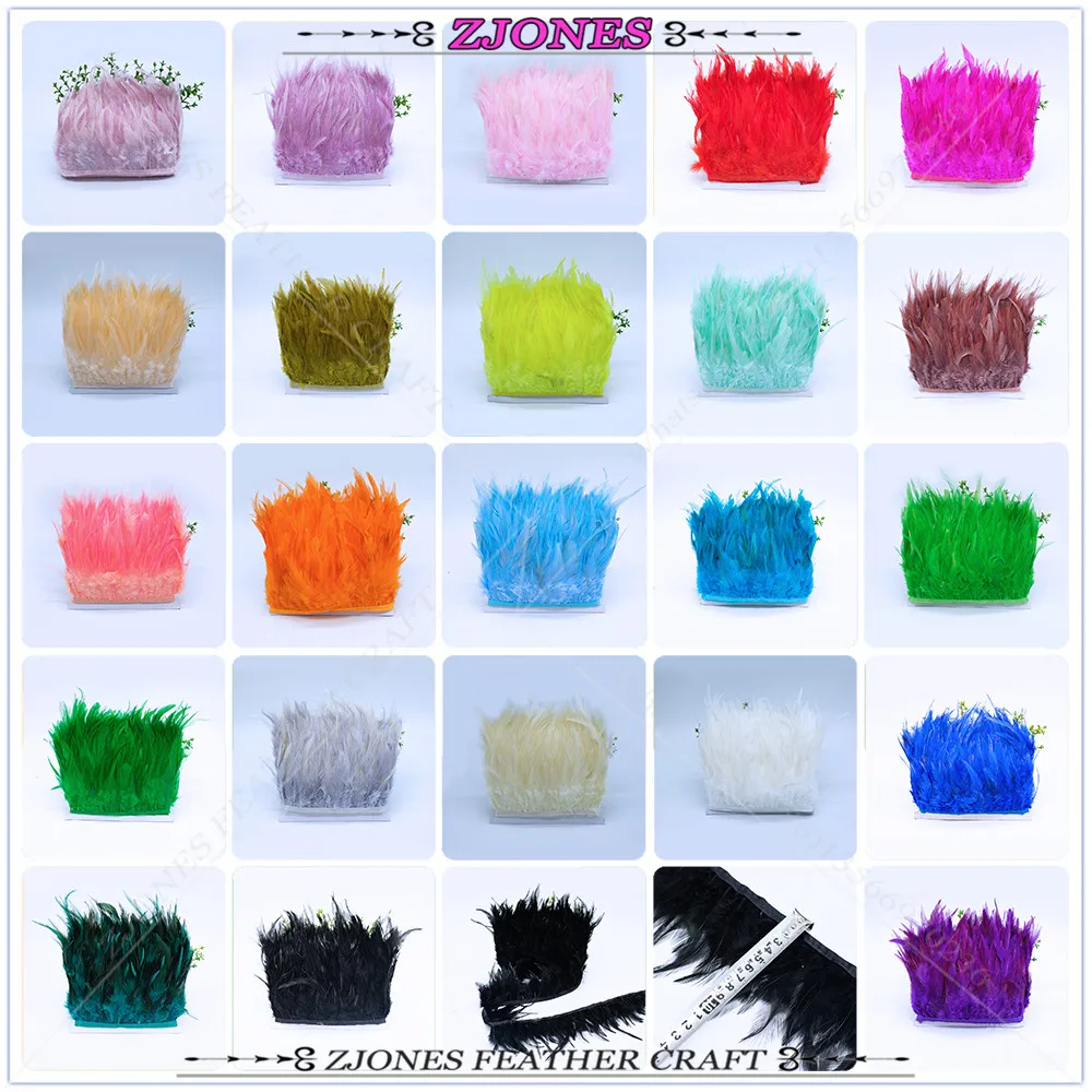 

10-15cm Multicolor Chicken Rooster Tail Feather Trim Strip For Dress Skirt Wedding Clothing Decoration DIY Craft Making 10M/lot