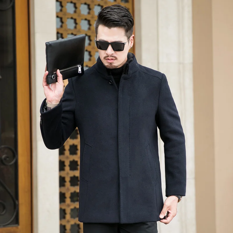 Большой 8XL 7XL 6XL 2 в 1 зимнее Мужское пальто Модная брендовая одежда флисовая подкладка толстое теплое шерстяное пальто мужское шерстяное пальто