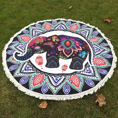 

elephant flower 150cm Summer Large Chiffon Bohemia Printed Round Beach Towels Lovely Circle Beach Towel Serviette De Plage