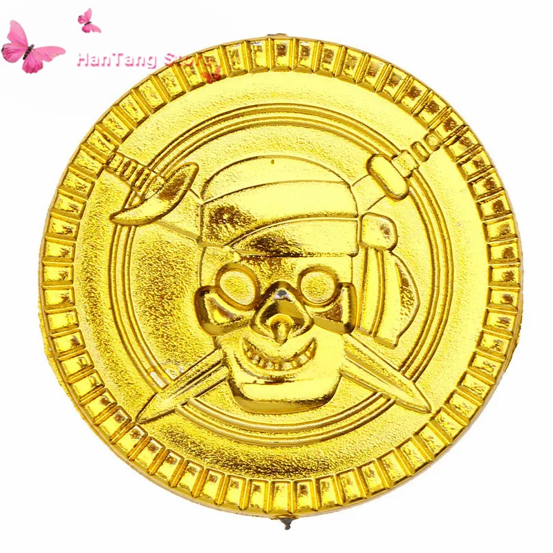 Plastic Gold Treasure Coins 100Pcs Pirate Gold Coins Props Toys Pirate Kids Birthday Party Decoration Accessories