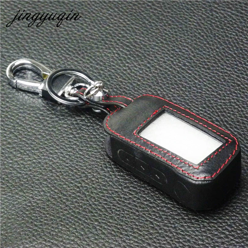 jingyuqin New A93 Leather Case For Starline A93 A63 Car alarm Remote Controller LCD Keychain Cover