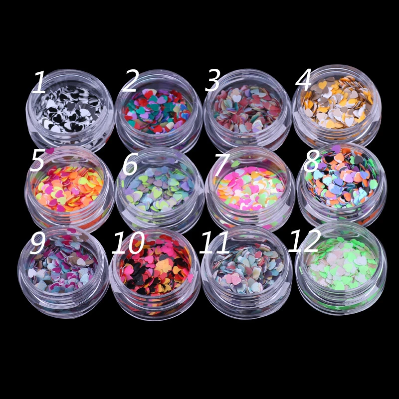 

New Laser Mixed Color PVC Hearts Shaped Chunky Glitters For Nails Art Design Party Body Face Sequins Flakes Confetti Decorations