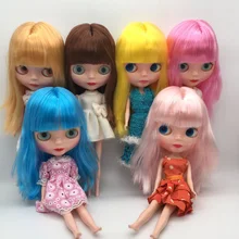 Free Shipping cheap RBL NO.1-7 DIY Nude Blyth doll birthday gift for girls 4 colour big eyes dolls with beautiful Hair cute toy