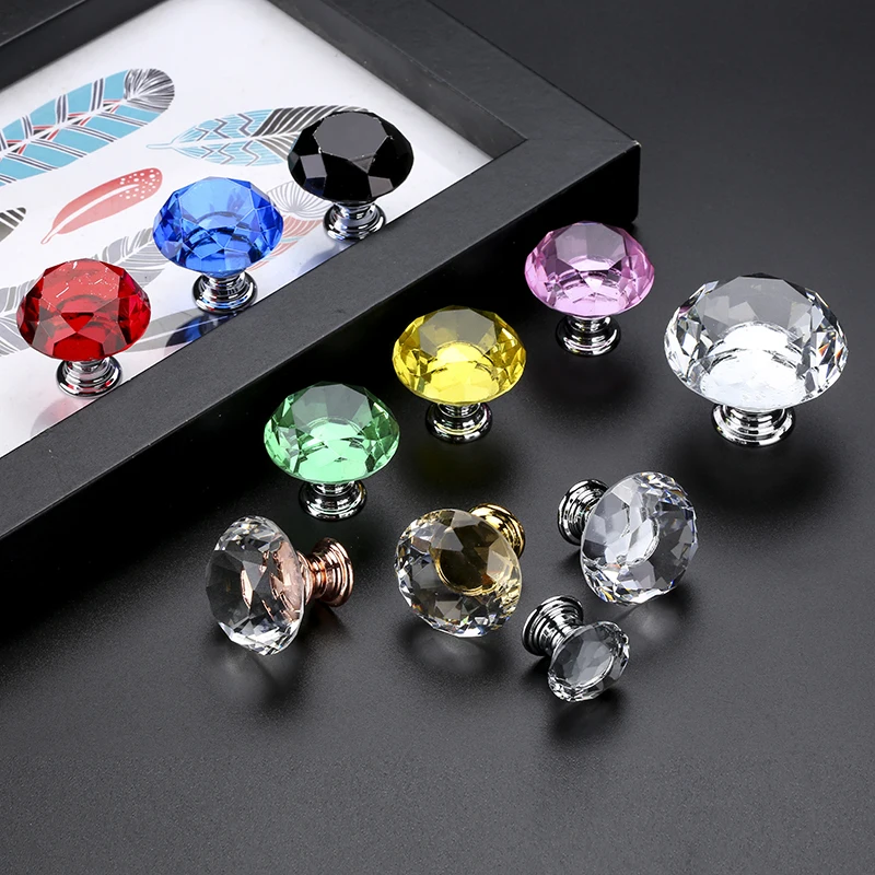 Diamond Shape Crystal Glass Cabinet Knobs and Handles (1)
