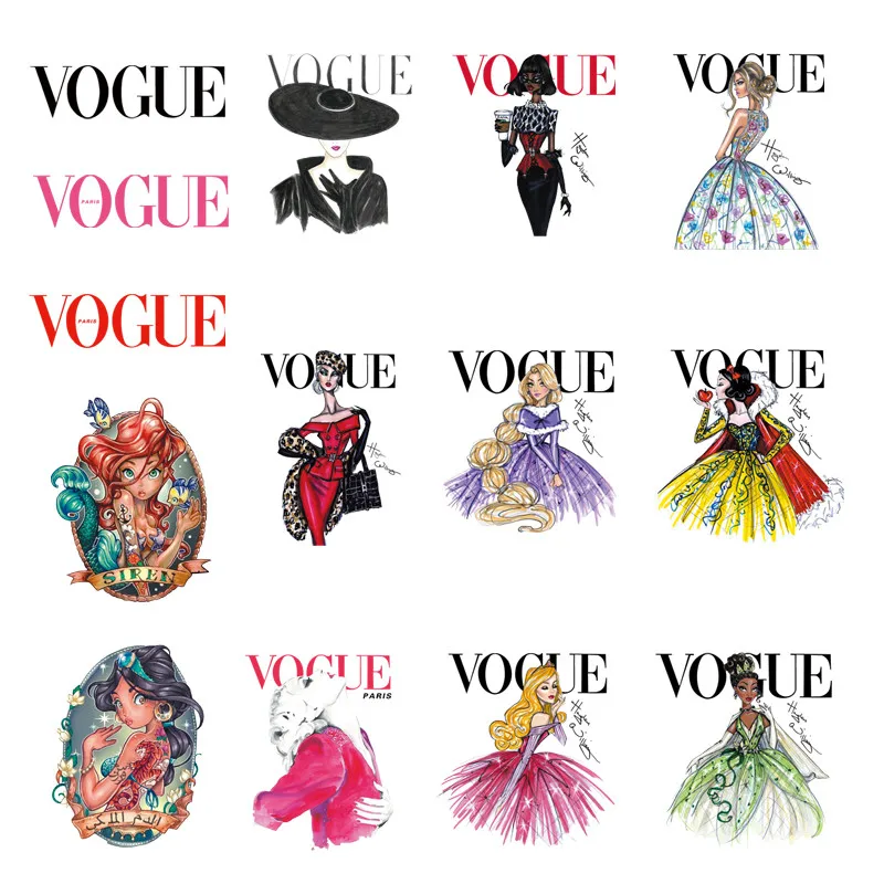 Горячая 23 модели маленькие VOGUE клеевые заплатки для одежды DIY Футболка рюкзак