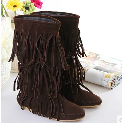 Г. Новые модные милые женские ботинки с бахромой в Корейском стиле зимние ботинки на толстой подошве, туфли с круглым носком на плоской подошве