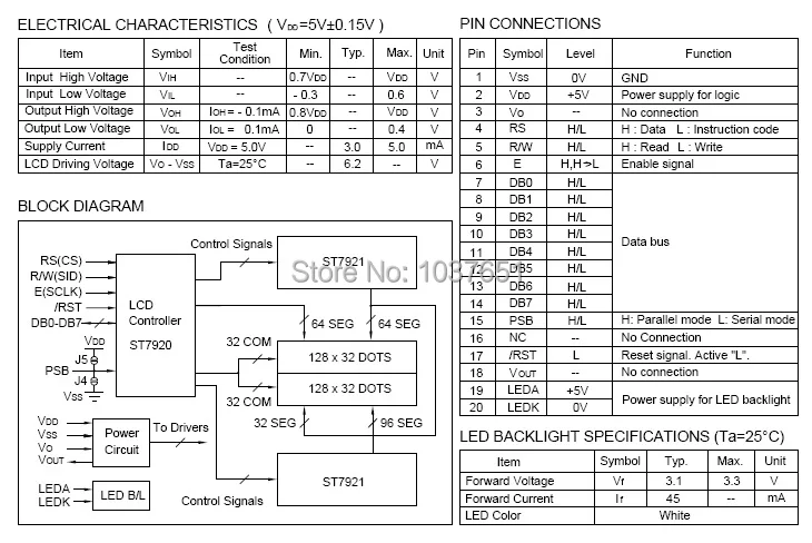 12864b V2.0 12864 модуль ЖК-дисплея STN зеленый синий 20pin SPI ST7920