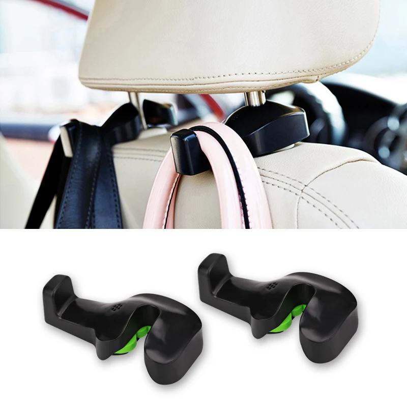 

2pcs Auto Car Back Seat Headrest Holder Hanger Hooks Clip for Purse Bag Cloth Grocery Automobile Interior Accessories 3 Colors