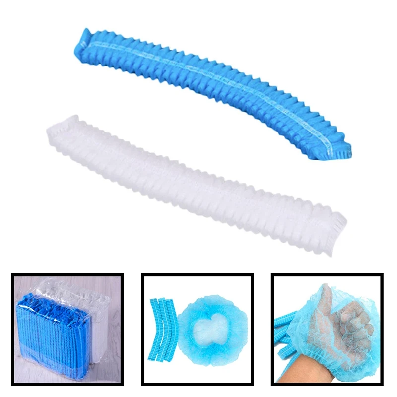 

100pcs/pack Disposable Hair Shower Cap Non Woven Pleated Anti Dust Hat Hotel Suppliest Medical/Food/Classroom