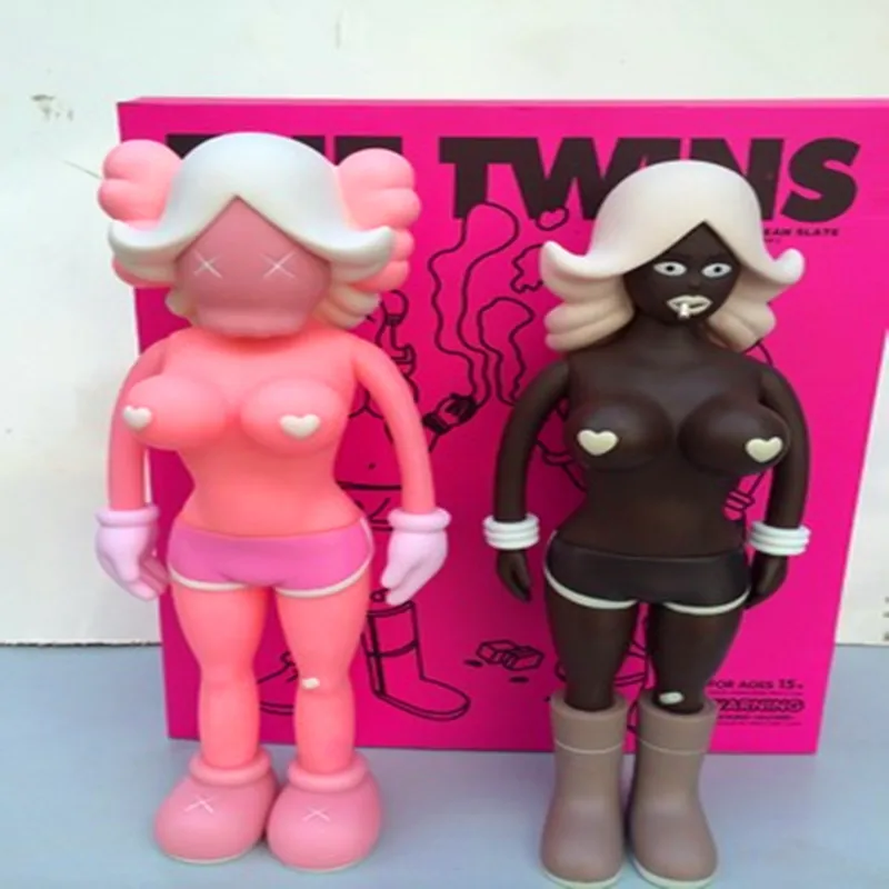 

Medicom Toy KAWS Reas The Twins Mono BFF Street Art PVC Action Figure Collectible Model Toy 2 Colors Grey/Black 40cm F110