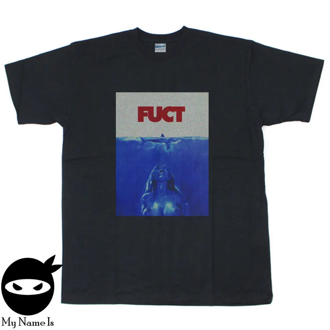 Винтажная 90 s Fuct рубашка с акулой Черная Мужская размер S-2XL Перепечатка Gildan #