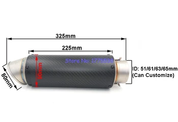 

Customized 51mm 61mm 63mm 65mm Motorcycle Exhaust Muffler Pipe Carbon Fiber Motorbike Exhaust Tailpipe Muffler