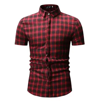 

Plaid Shirts Men 2019 New Fashion Slim Fit Short Sleeved Summer Casual Men Shirt Camisa Masculina Mens Dress Shirts