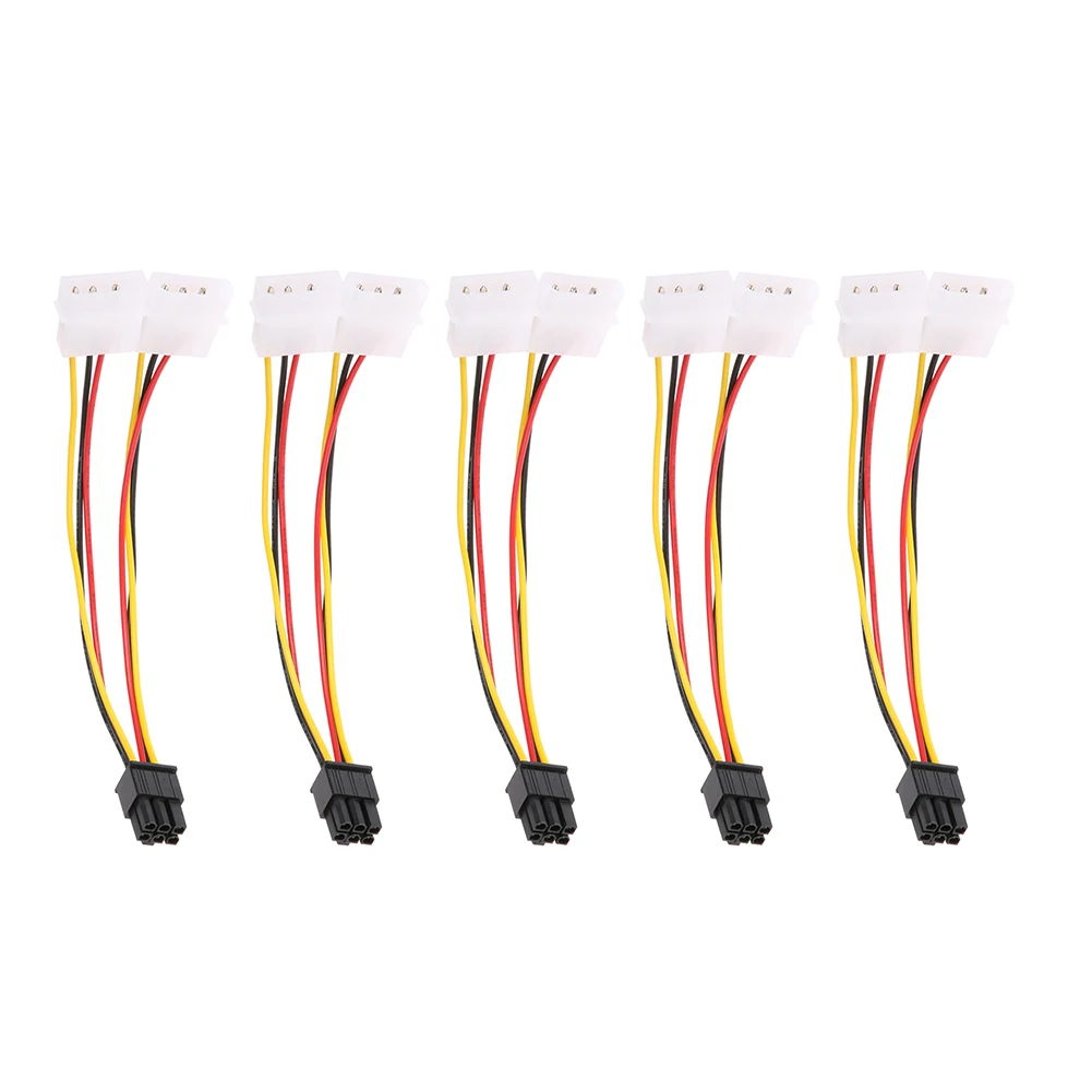 

5pcs Wire Rod Large Head Dual 4pin to 6pin Graphics Card External Power Line Power Cable Adapter Connector Power Supply