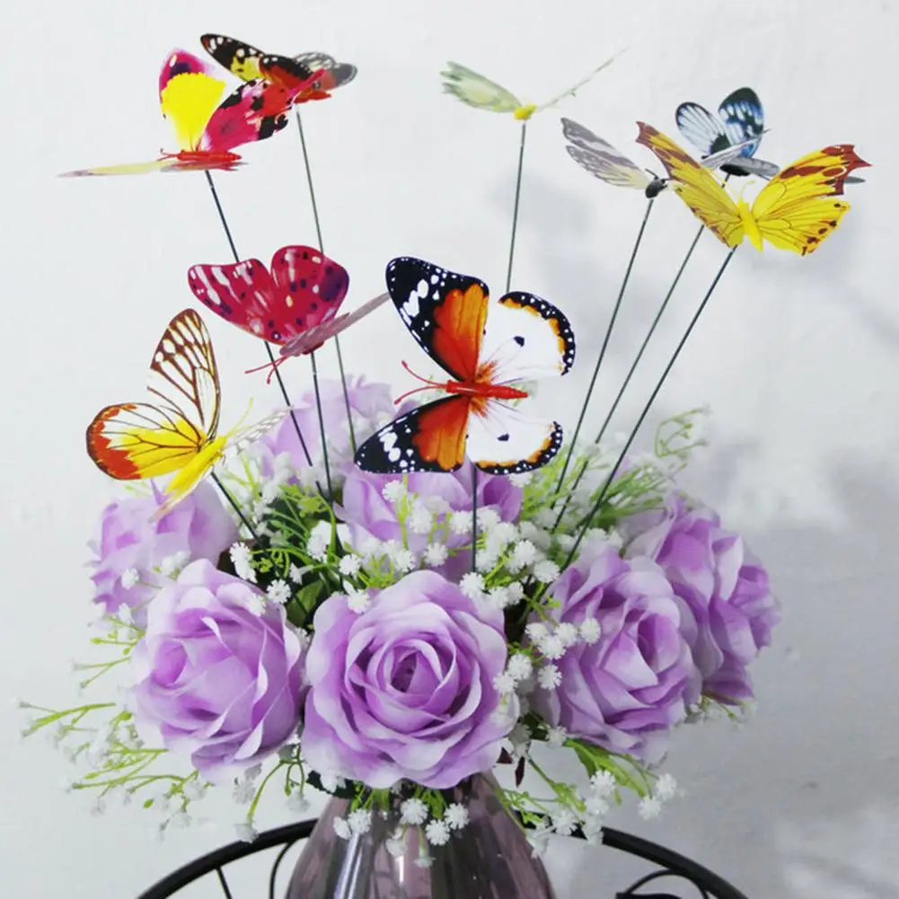 10 шт. палочки светящиеся красочные бабочки на палочках садовая ваза газон ремесло художественное украшение для рождества свадьбы дня рождения вечеринки