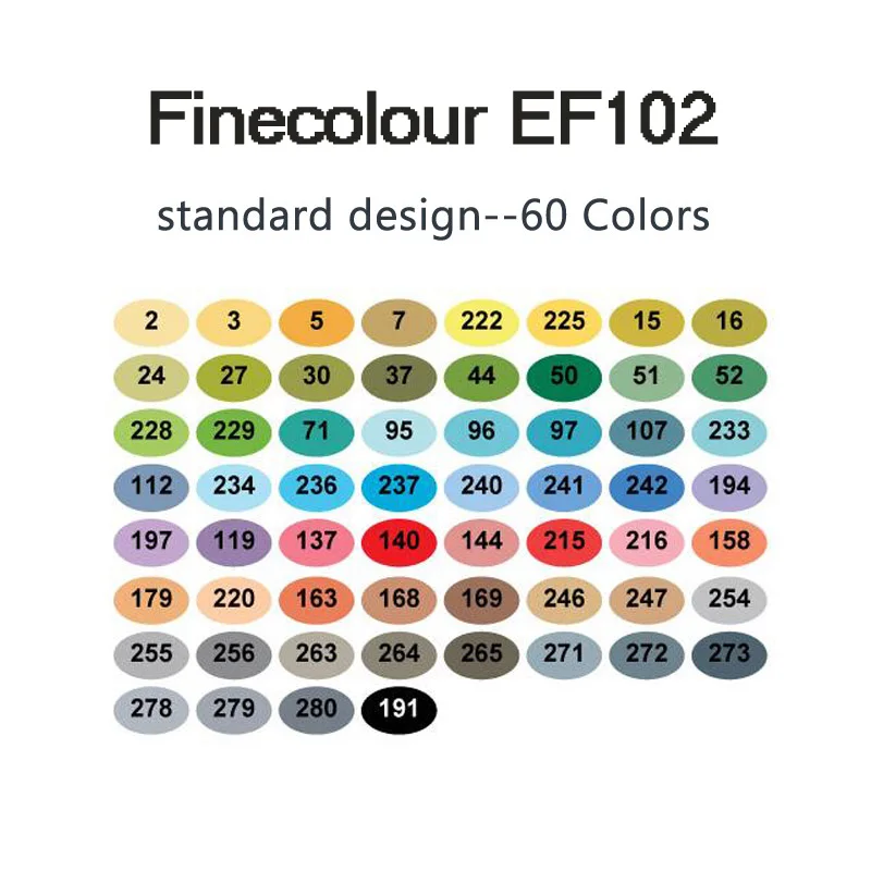 Finecolour на спиртовой основе маркеры с кистью EF102 мягкий ультра тонкого помола ручки 12/24/36/60/72 Цвета школьный комплект с двойной головкой маркер для рисования - Цвет: 60 colors