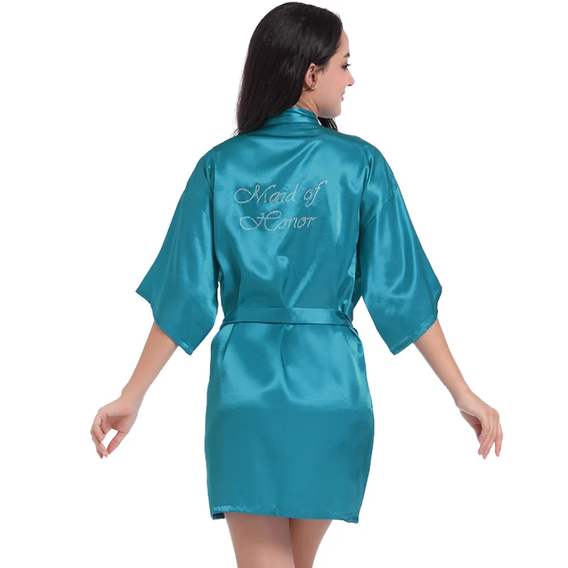 RB89 Rhinestone Letter Bride Robes Bridesmaids and Maid Of Honor Robes Sleepwear Nightwear Wedding Bathrobe Night dress Gown