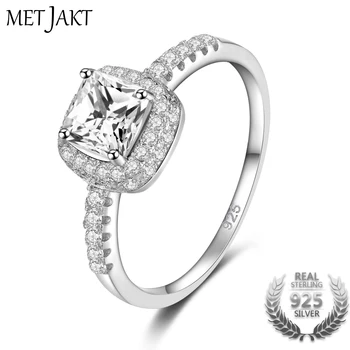 

MetJakt Classic 925 Sterling Silver Wedding Design Rings with Top Quality 3A Zirconia for Women's Love Ring Jewelry