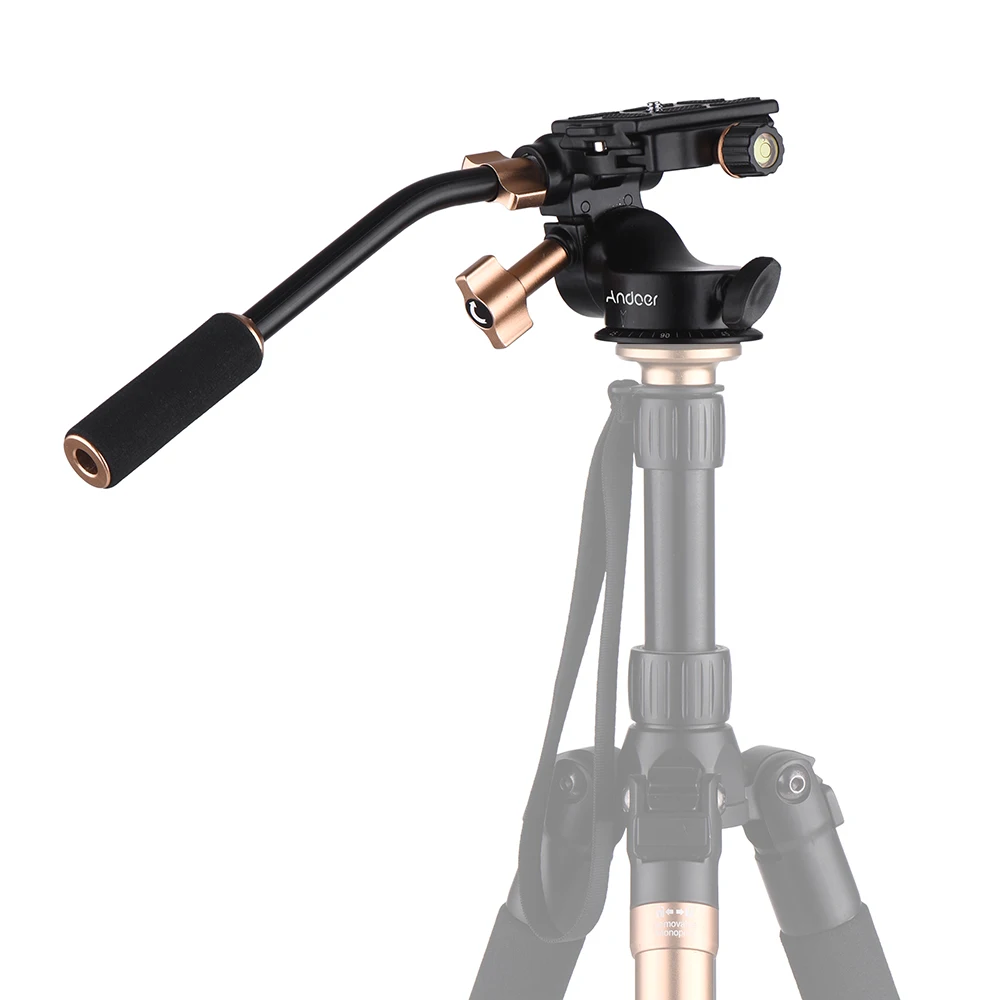 Andoer Q08S алюминиевый сплав 3-Way демпфирования видео головка штатива с панорамированной ручкой для DSLR ILDC камера для штатива монопод
