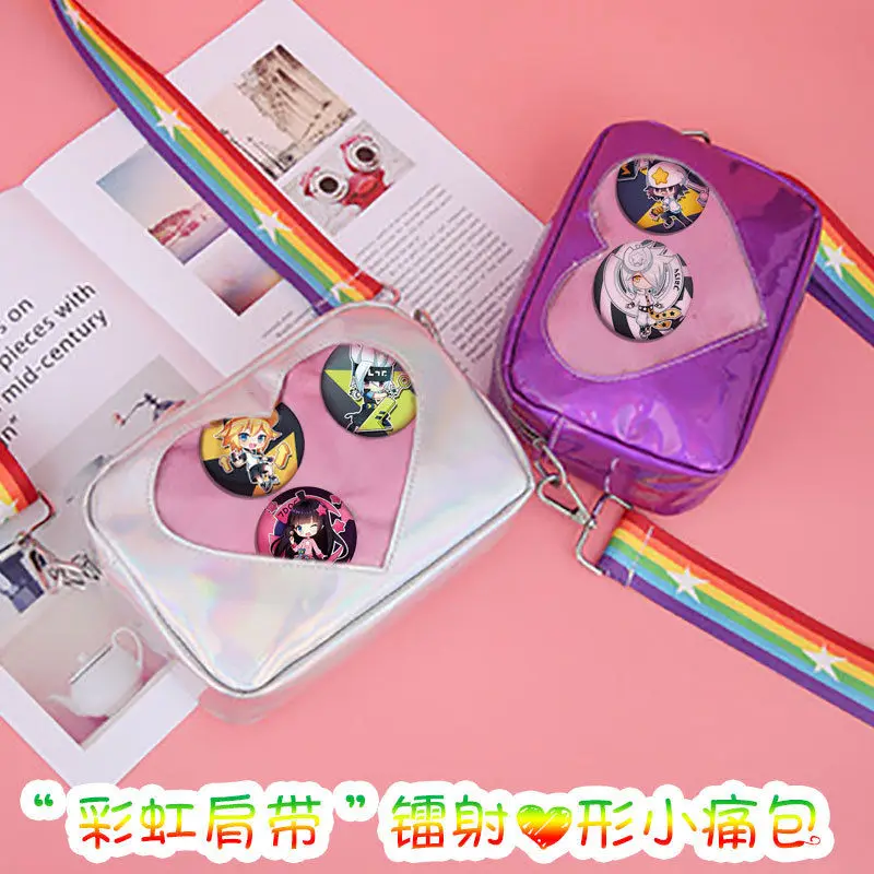 

Harajuku Lolita Girl Heart-shaped Transparency Itabag Shoulder Bag Cute Rainbow Handbag Single Shoulder Messenger Bag