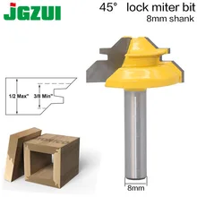 1Pc de 45 grados de bloqueo de broca para ranuradora de inglete 8 pulgadas mango madera Tenon herramienta de corte de fresado perforación fresado para madera aleación de carburo