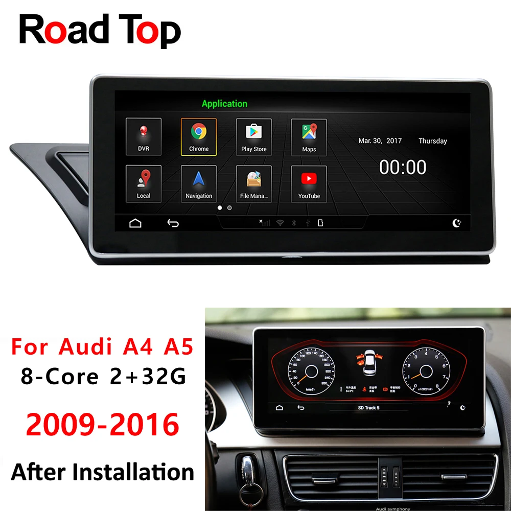 

10.25" Android 8.1 8-Core 4+64G CPU Car Bluetooth Radio GPS Navigation Head Unit Display Screen Monitor for Audi A4 A5 2009-2016