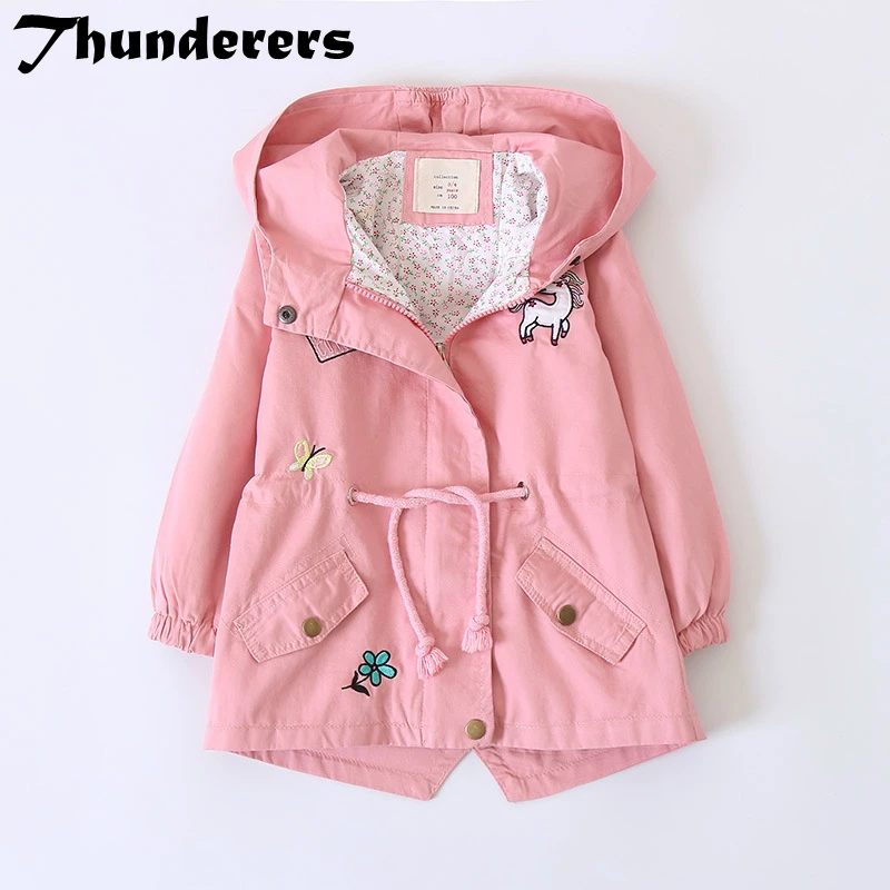 

European and American fashion flowers girl hooded windbreaker children coats spring&autunm new children's clothing windbreakers