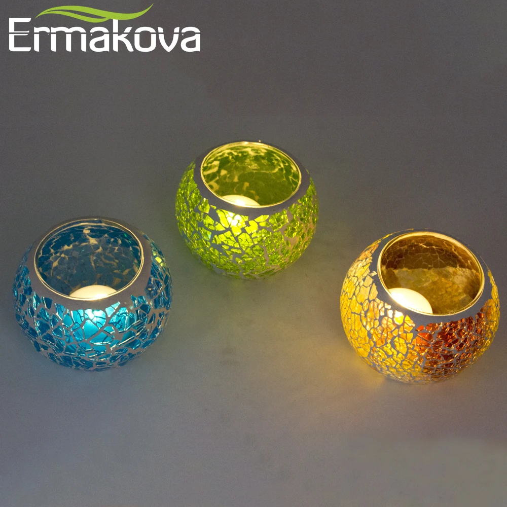 ERMAKOVA 6 5 см ручной работы Стекло мозаика подсвечник Европейский держатель для