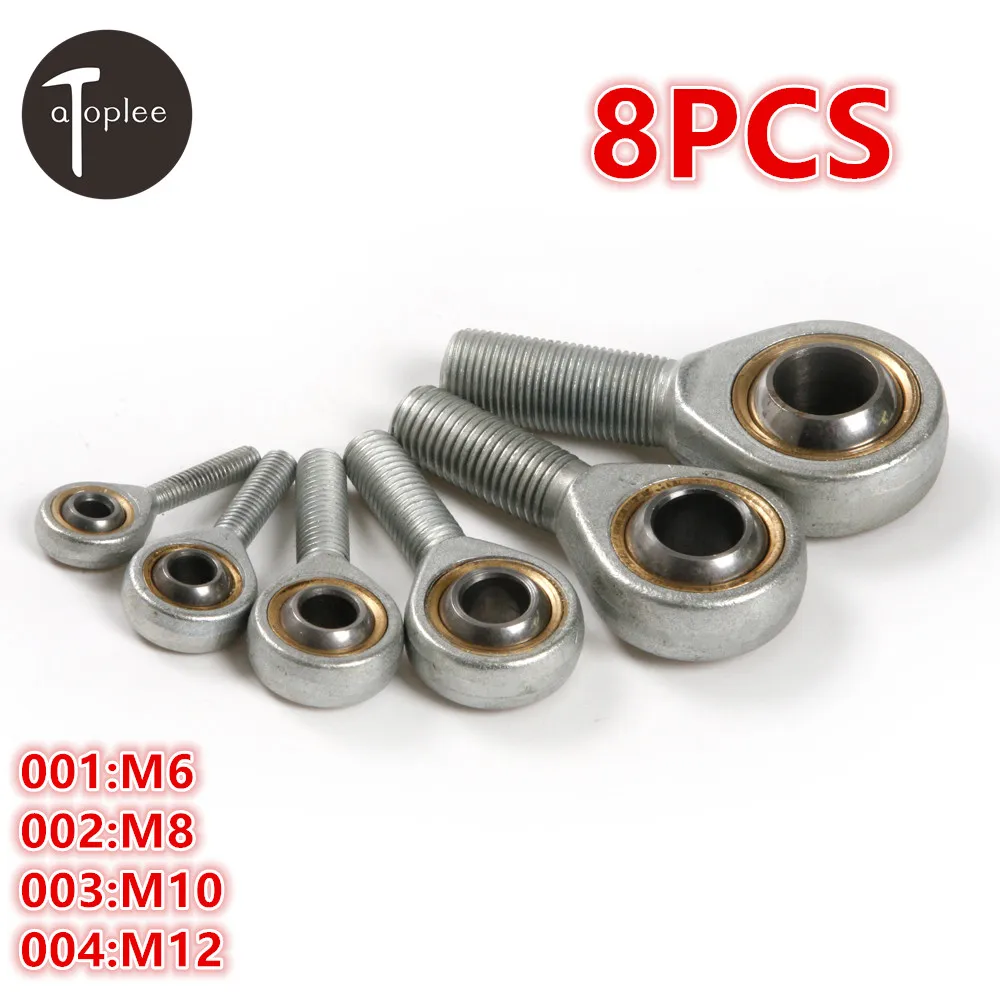 

8PCS Male Oscillating Bearing M6 M8 M10 M12 Fish Eye Rod End Joint Bearing External Thread Machine Ball Bearing