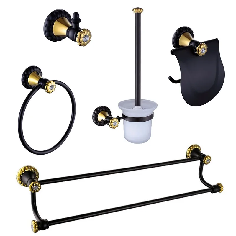 premium luxury montaggio a parete bagno accessori hardware set robe hook holder carta igienica holder anelli