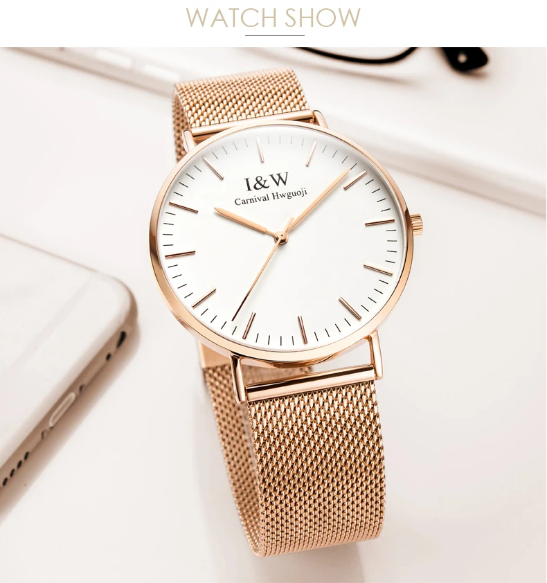 Карнавальный Новый Повседневный сетчатый ремень модные кварцевые часы из розового золота мужские часы лучший бренд Роскошные