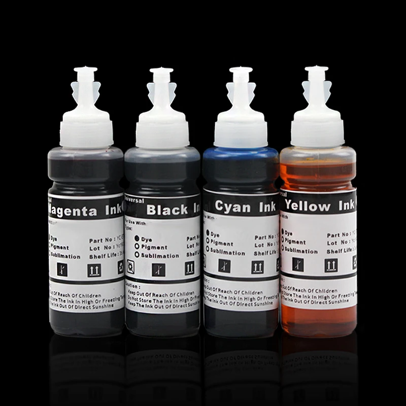 

100*4 ML Universal Refill Dye Ink, for HP Epson Canon Brother Inkjet CISS all Printer Model kit BK C M Y