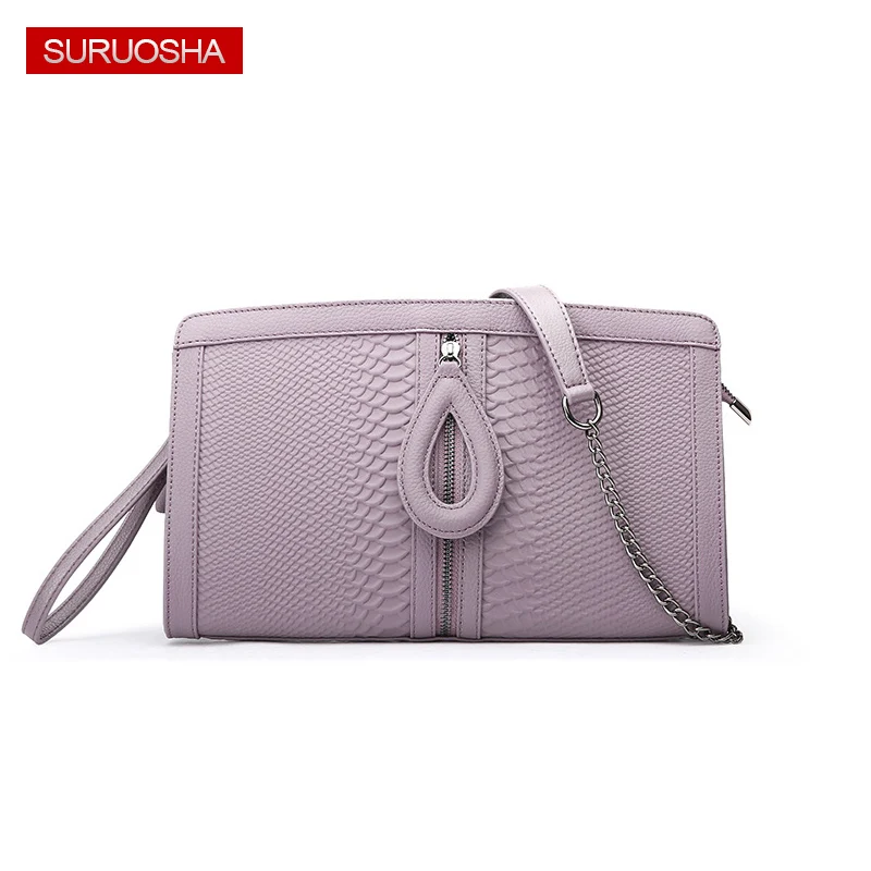 Real Leather Brand Women Bag Genuine Leather Crocodile HandBags Women Shoulder Bags Ladies Evening Clutch Bag Luxury for Women