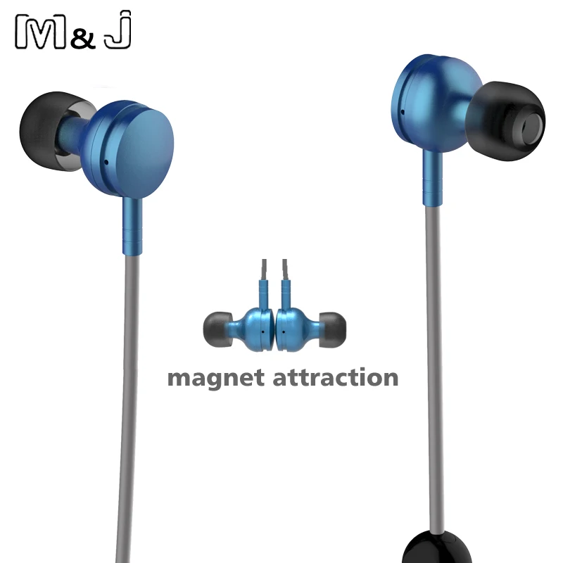 M & J Новые беспроводные Bluetooth 4 1 Стерео Наушники магнитные металлические наушники