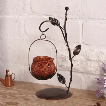 

1Set Unique Owl Candlestick Iron Candle Holder Resin Lantern Candleholder for Christmas Gifts Cafe Home Decorative Ornaments