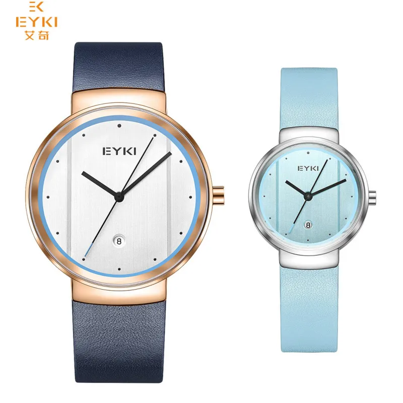 

EYKI Lover's Watches Men Ultra Thin Leather Japan Movement Quartz Watch Unisex Trendy Dress Clock Calendar Relogio Feminino 2018