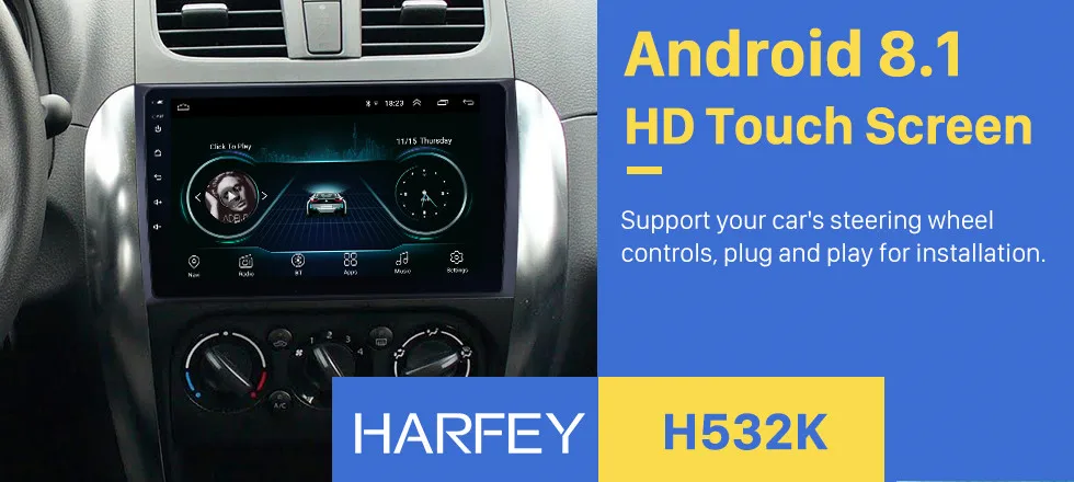 Harfey HD сенсорный экран Android 8,1 для 2006-2012 Suzuki SX4 с радио Автомобильный мультимедийный плеер DVR TPMS AUX OBD2 3g wifi Bluetooth