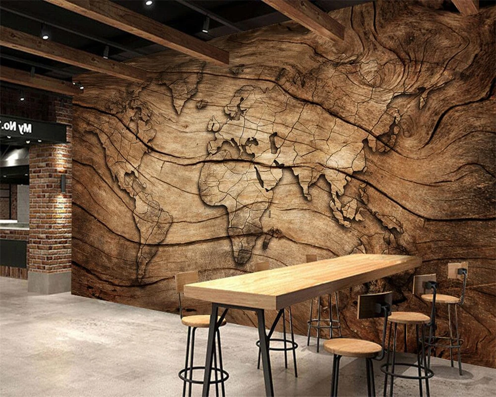 Beibehang Custom wallpaper vintage wood grain world map background wall living room bedroom TV background mural 3d wallpaper Beibehang Custom wallpaper vintage wood grain world map background wall living room bedroom TV background mural 3d wallpaper