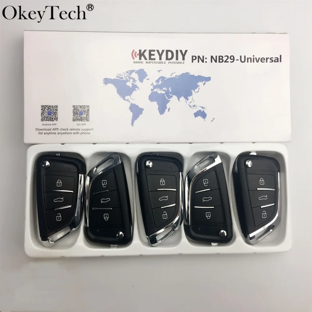 

Okeytech 5PCS/LOT 3 Buttons Multi-Functional KD Key Remote NB29 Series Auto Car Key For KD900 URG200 KD200 Key Programmer KEYDIY